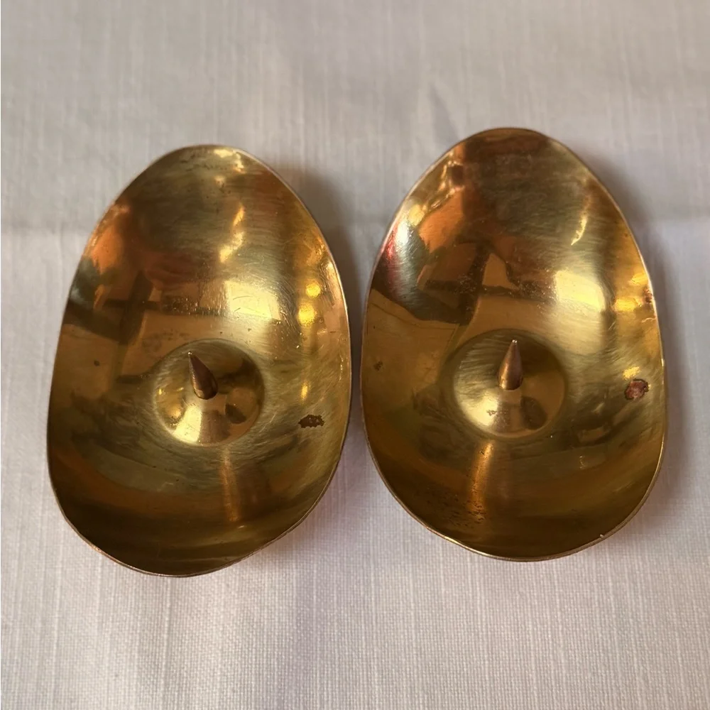 Vintage Pair Brass Candle Holders